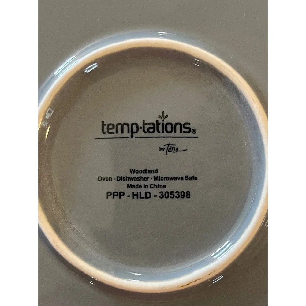 Temp-tations by Tara Woodland Gray Round Serving Tray Wood Grain 13.5